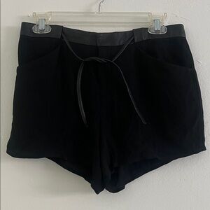 Helmut Lang Black High Waist Women's Shorts Leather Drawstring size 2